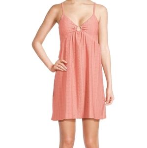 XXL Junior Coral Pink Babydoll Dress Eyelet Sleeveless Casual Summer